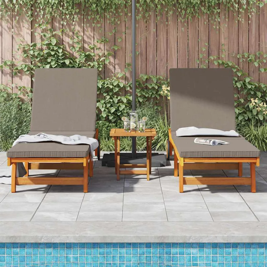 Transat 2-personne 3 pcs Marron Bois d'Acacia Massif - 3