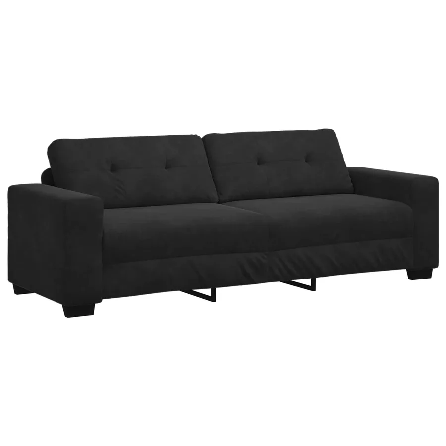 Ensemble de Canapés 3 pcs Noir 221 x 80 x 80 cm Velours - 7