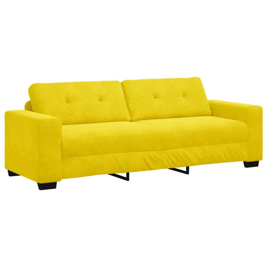 Canapé 3 places jaune 180 cm velours - 2