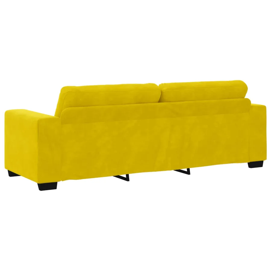 Canapé 3 places jaune 180 cm velours - 6