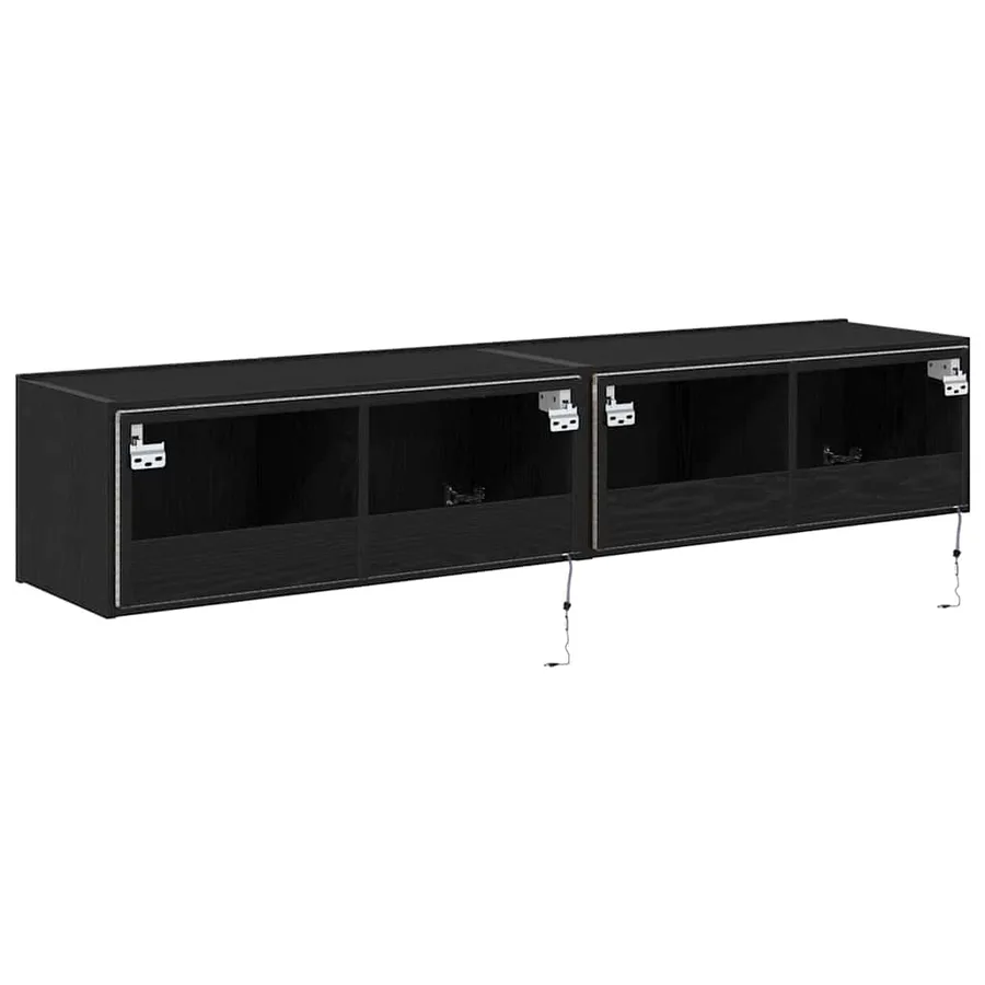 Meuble TV mural avec LED 2 pcs Chêne noir 80 x 35 x 31 cm - 8