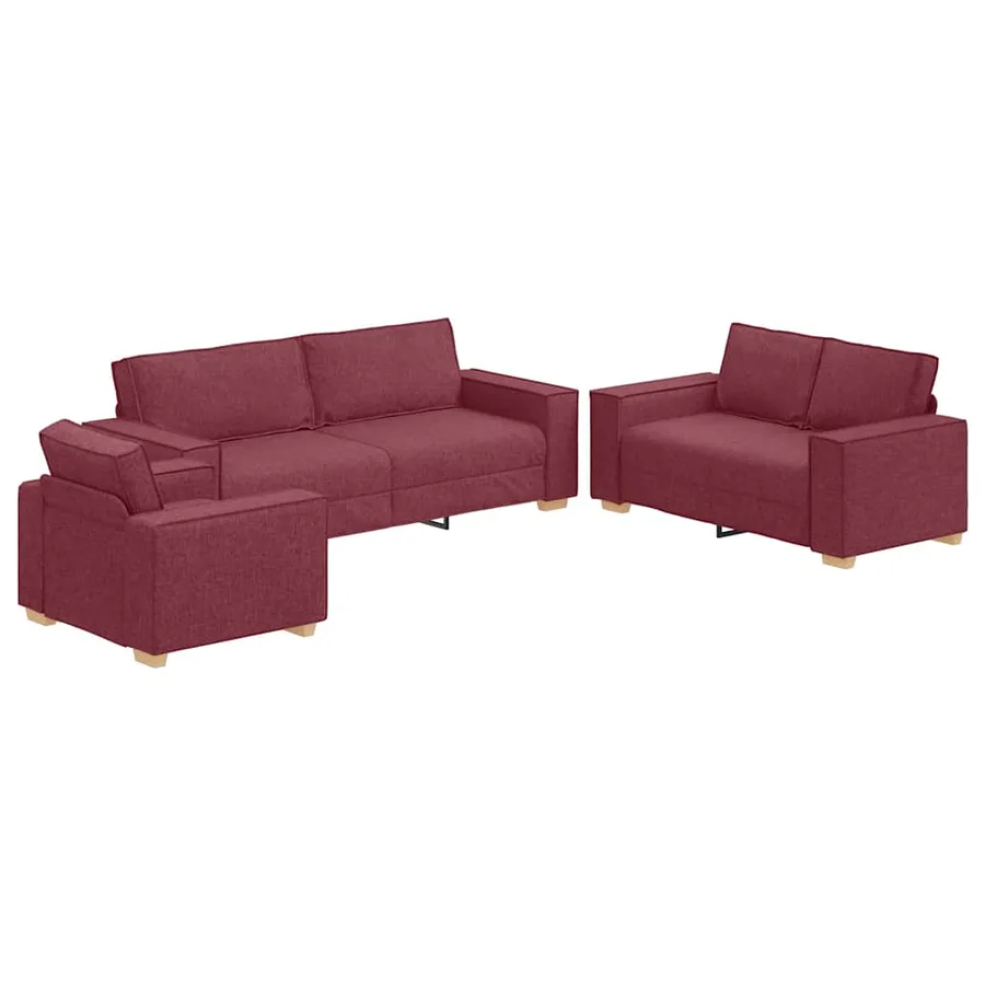 Canapé 3 pcs Bordeaux 220 x 80 x 84 cm Tissu en lin mélangé - 2