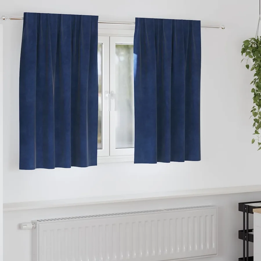 Rideaux occultants 2 pcs Bleu foncé 140 x 140 cm Velours