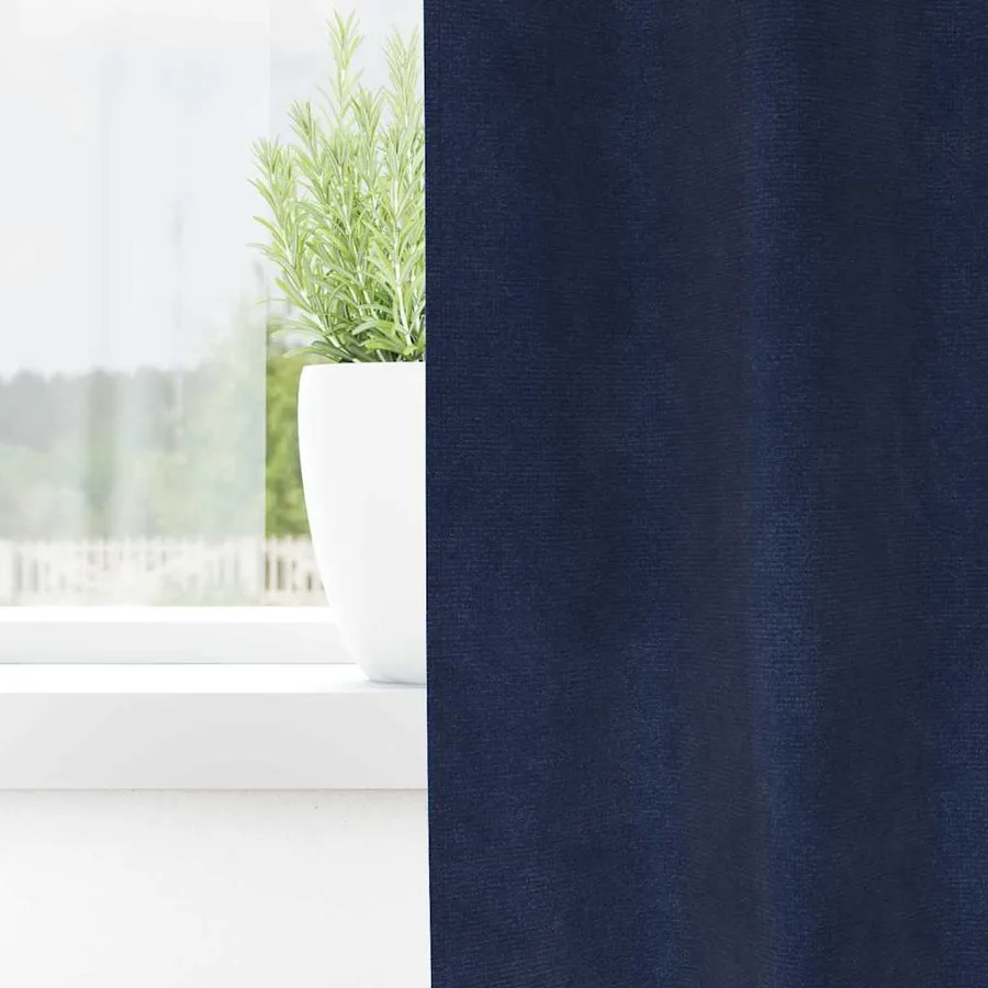 Rideaux occultants 2 pcs Bleu foncé 140 x 140 cm Velours - 3
