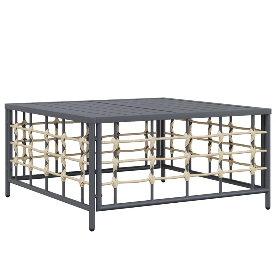 Table de jardin anthracite 70x70x34 cm résine tressée - 2
