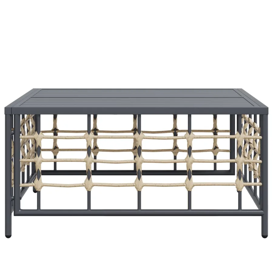 Table de jardin anthracite 70x70x34 cm résine tressée - 4