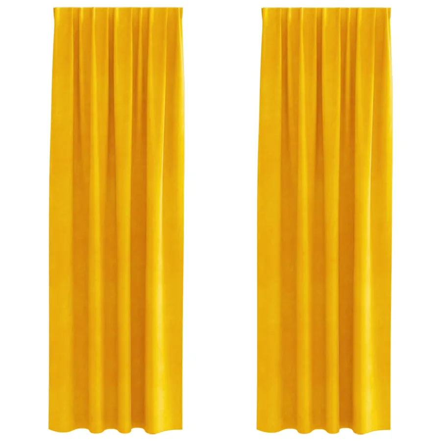 Rideaux occultants 2 pcs Jaune moutarde 140 x 245 cm Velours - 2