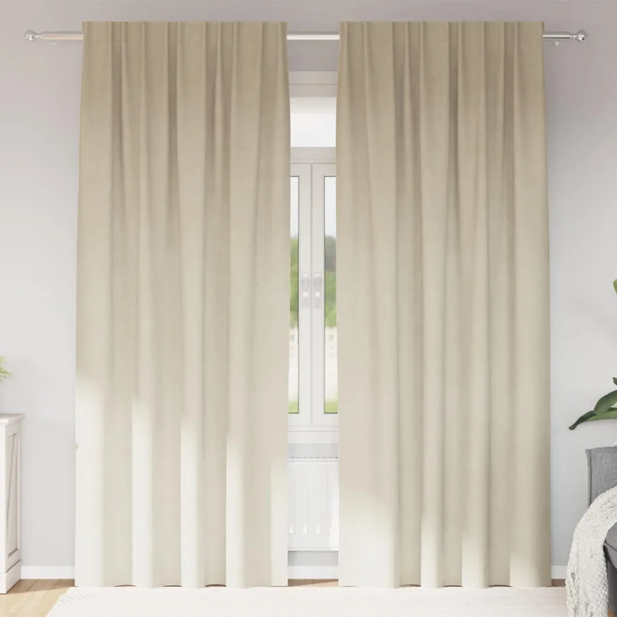 Rideaux occultants 2 pcs Crème 140 x 260 cm Velours