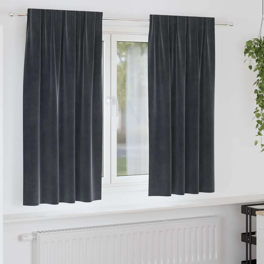 Rideaux occultants 2 pcs Gris foncé 140 x 175 cm Velours