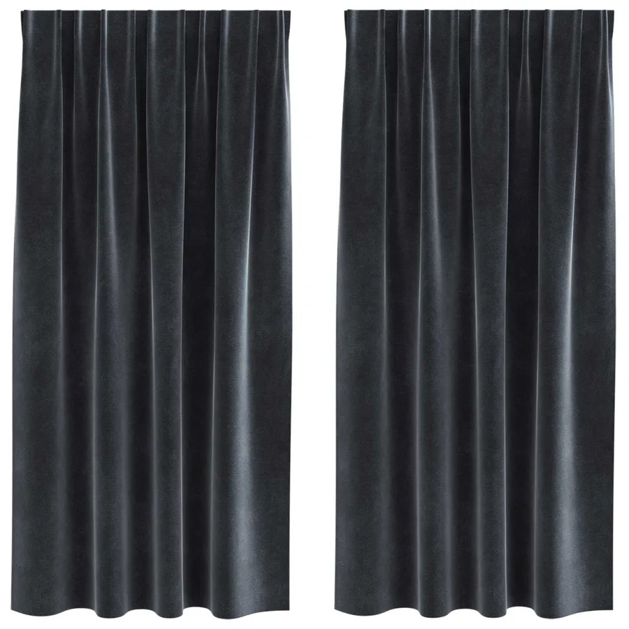 Rideaux occultants 2 pcs Gris foncé 140 x 175 cm Velours - 2