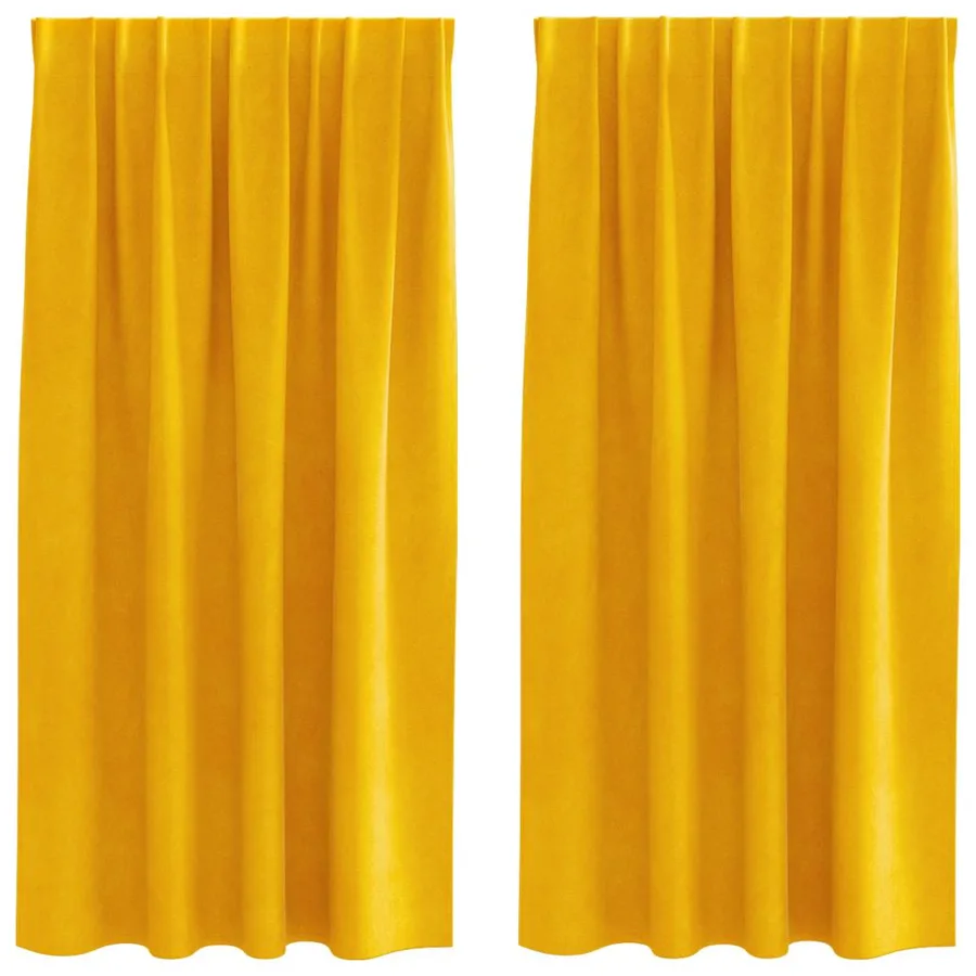 Rideaux occultants 2 pcs Jaune moutarde 140 x 175 cm Velours - 2