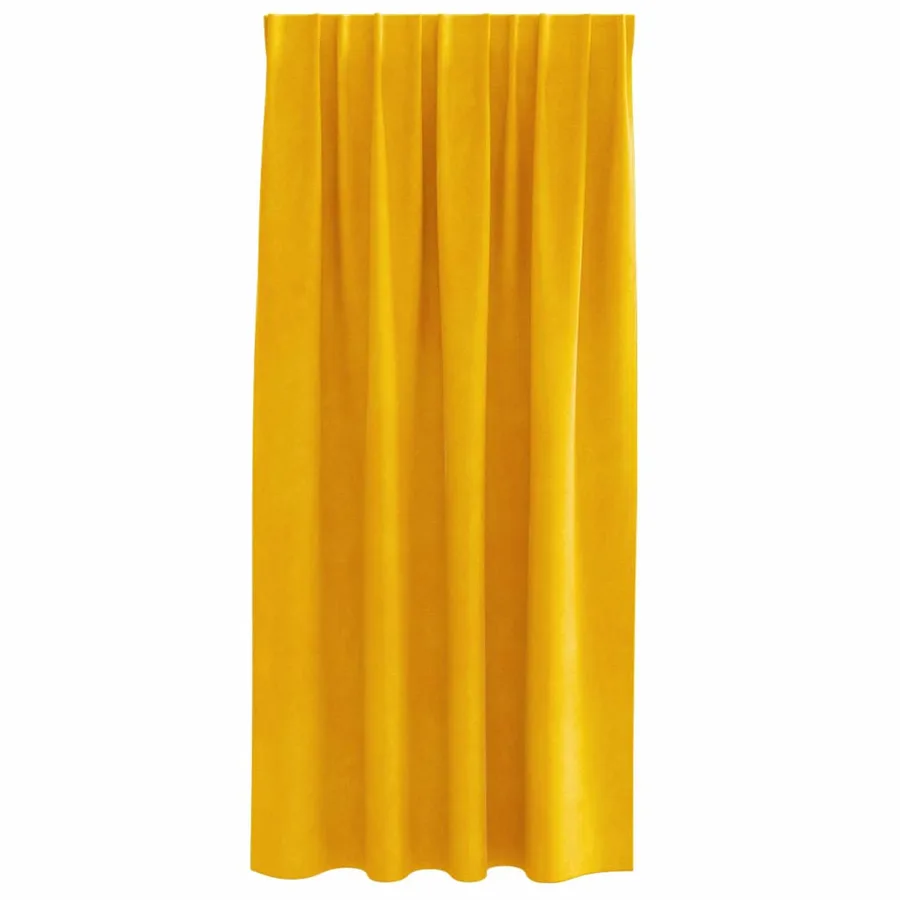 Rideaux occultants 2 pcs Jaune moutarde 140 x 175 cm Velours - 4