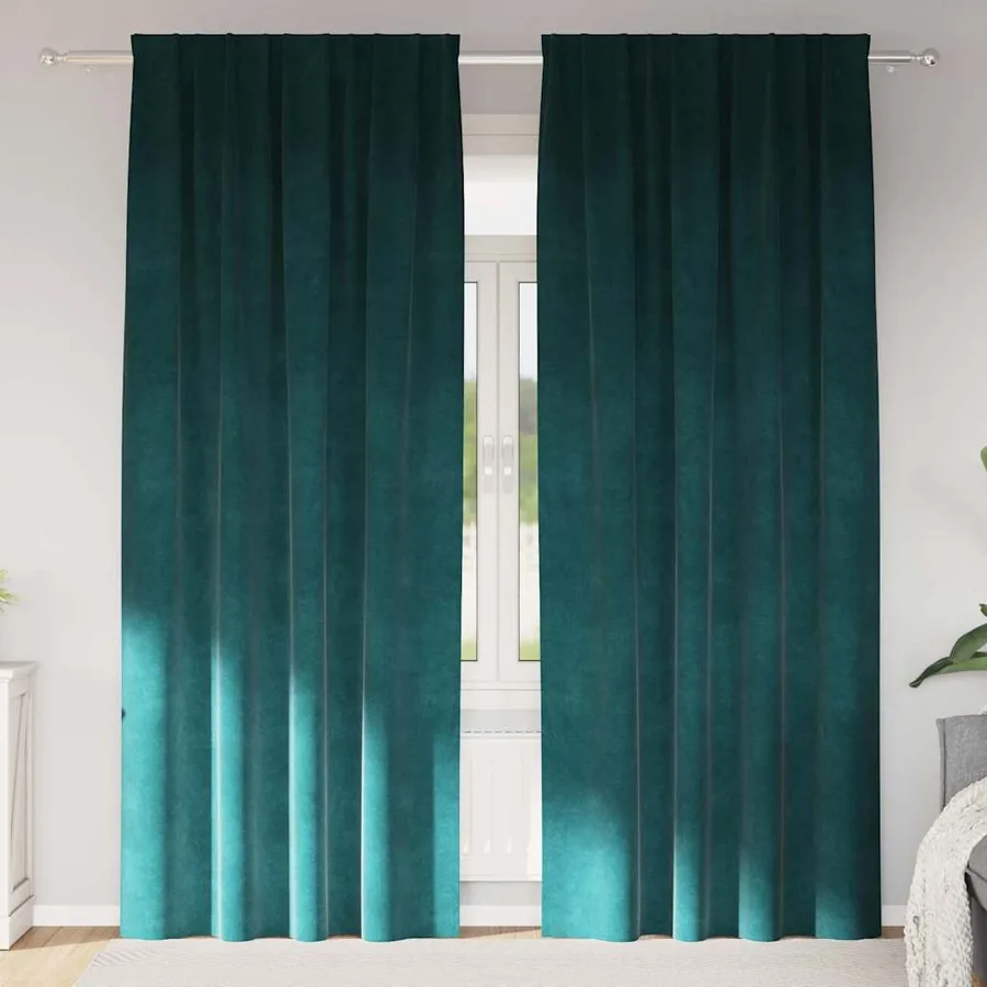 Rideaux occultants 2 pcs Vert foncé 140 x 225 cm Velours