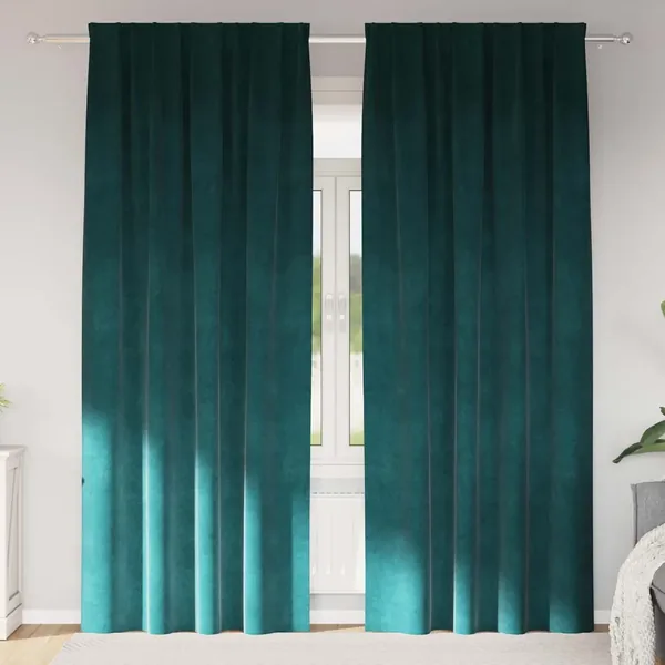 Rideaux occultants 2 pcs Vert foncé 140 x 260 cm Velours
