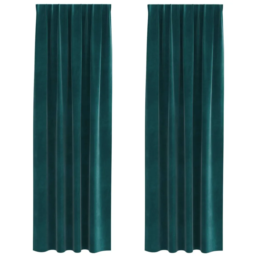 Rideaux occultants 2 pcs Vert foncé 140 x 260 cm Velours - 2