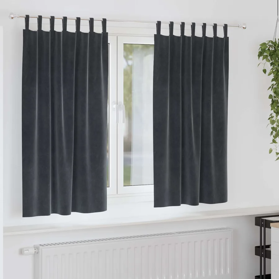 Rideaux occultants 2 pcs Gris foncé 140 x 175 cm Velours