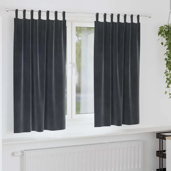 Rideaux occultants 2 pcs Gris foncé 140 x 175 cm Velours