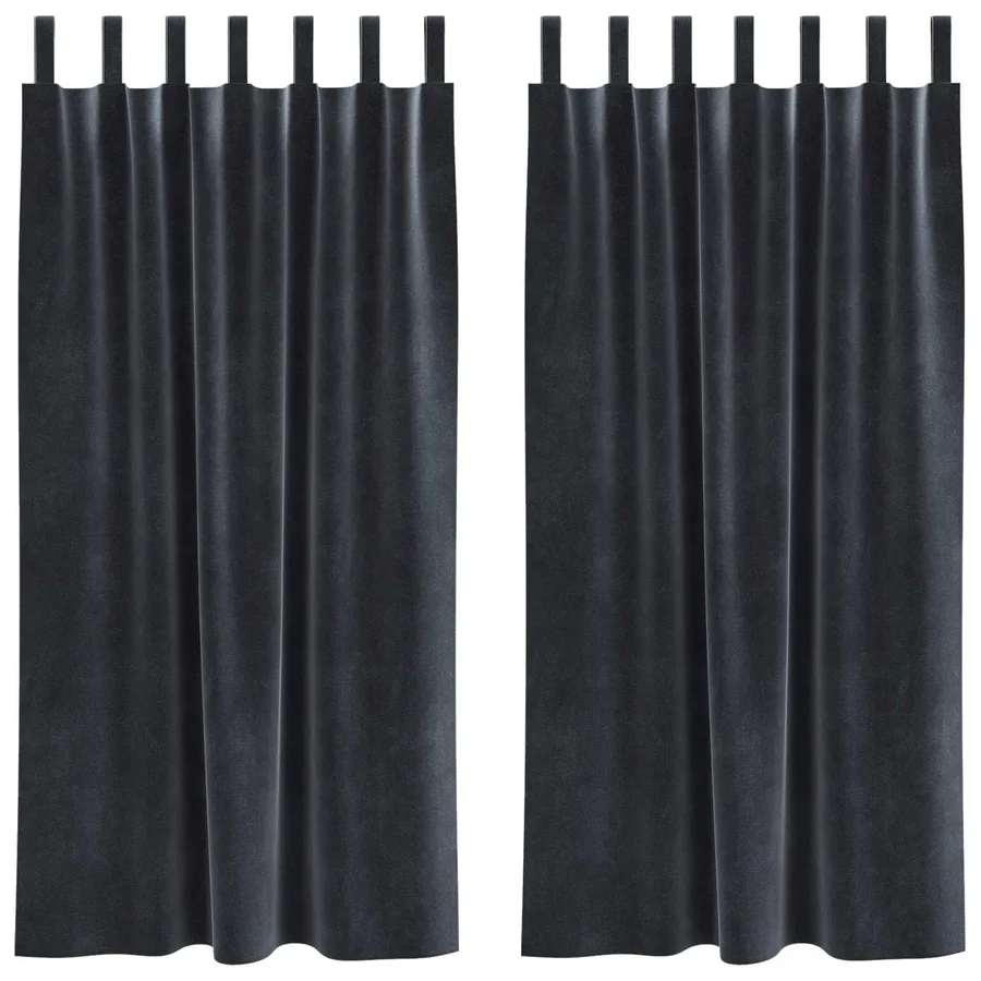 Rideaux occultants 2 pcs Gris foncé 140 x 175 cm Velours - 2