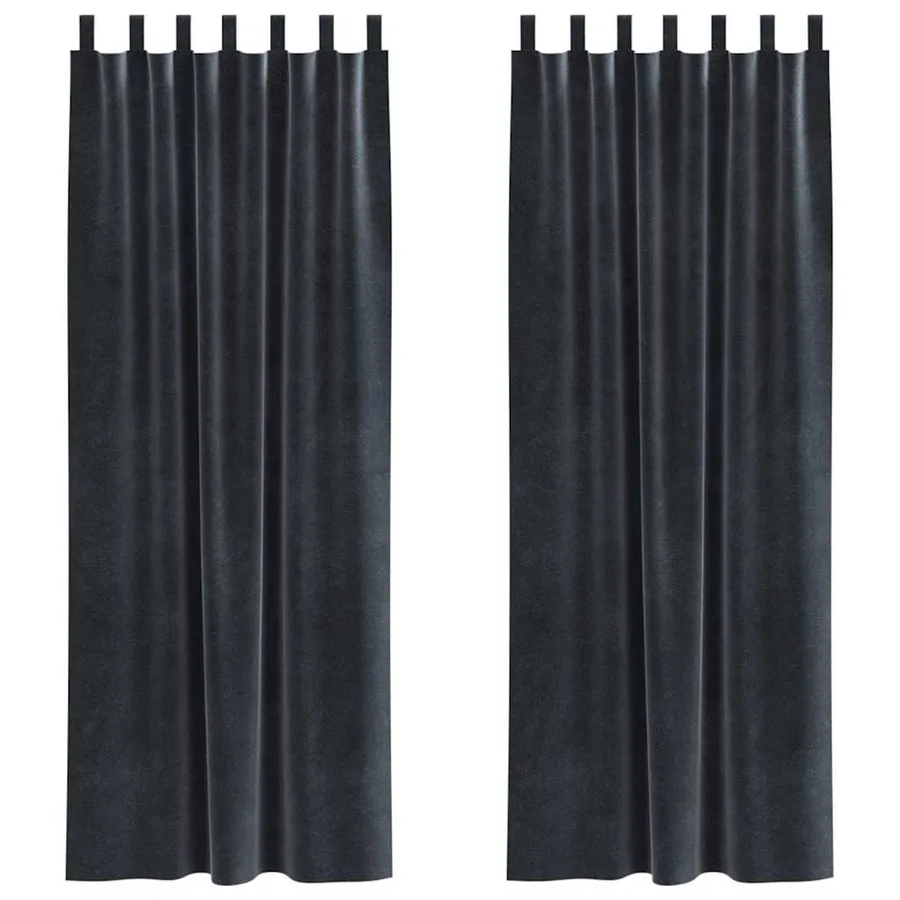 Rideaux occultants 2 pcs Gris foncé 140 x 245 cm Velours - 2