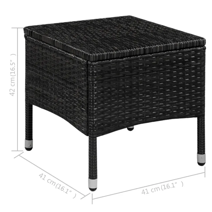 Chaise et tabouret d'extérieur et coussins Résine tressée Noir - 5