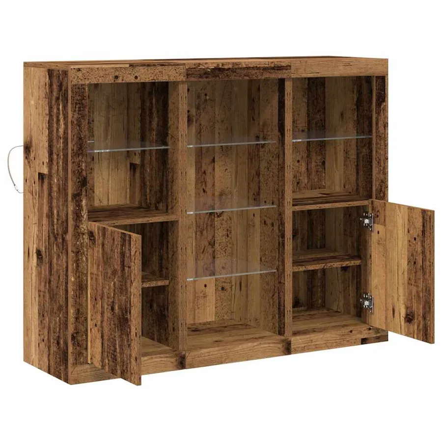 Buffet LED Bois ancien 123 x 37 x 100 cm Bois d'ingénierie - 7