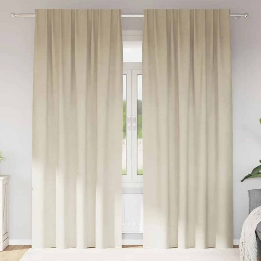 Rideaux occultants 2 pcs Crème 140 x 225 cm Velours