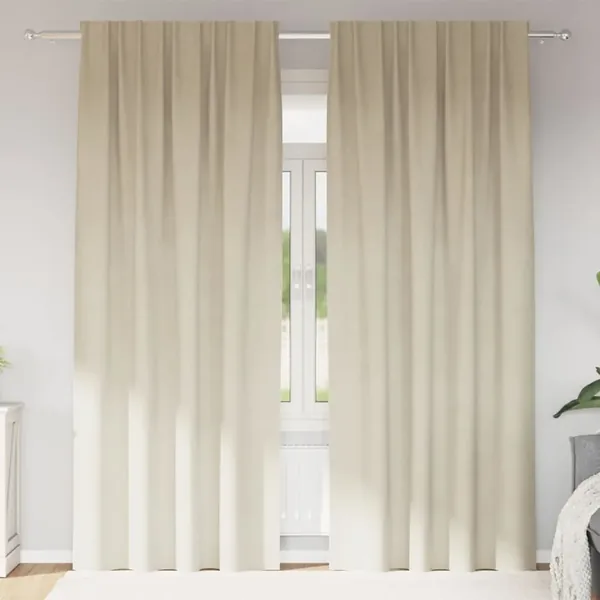 Rideaux occultants 2 pcs Crème 140 x 225 cm Velours