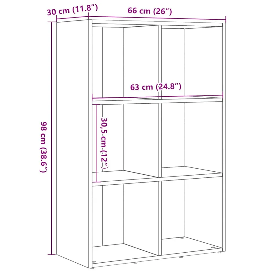 Bibliothèque en chêne noir 66 x 30 x 98 cm bois d'ingénierie - 10