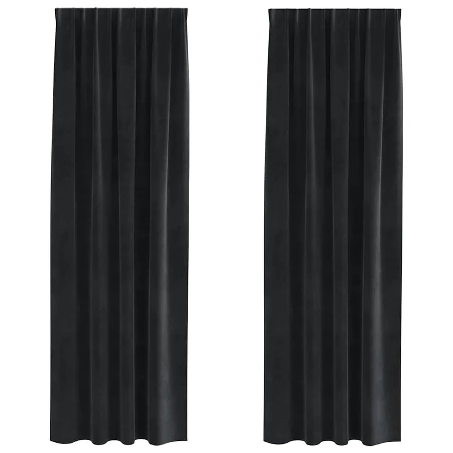 Rideaux occultants 2 pcs Noir 140 x 260 cm Velours - 2