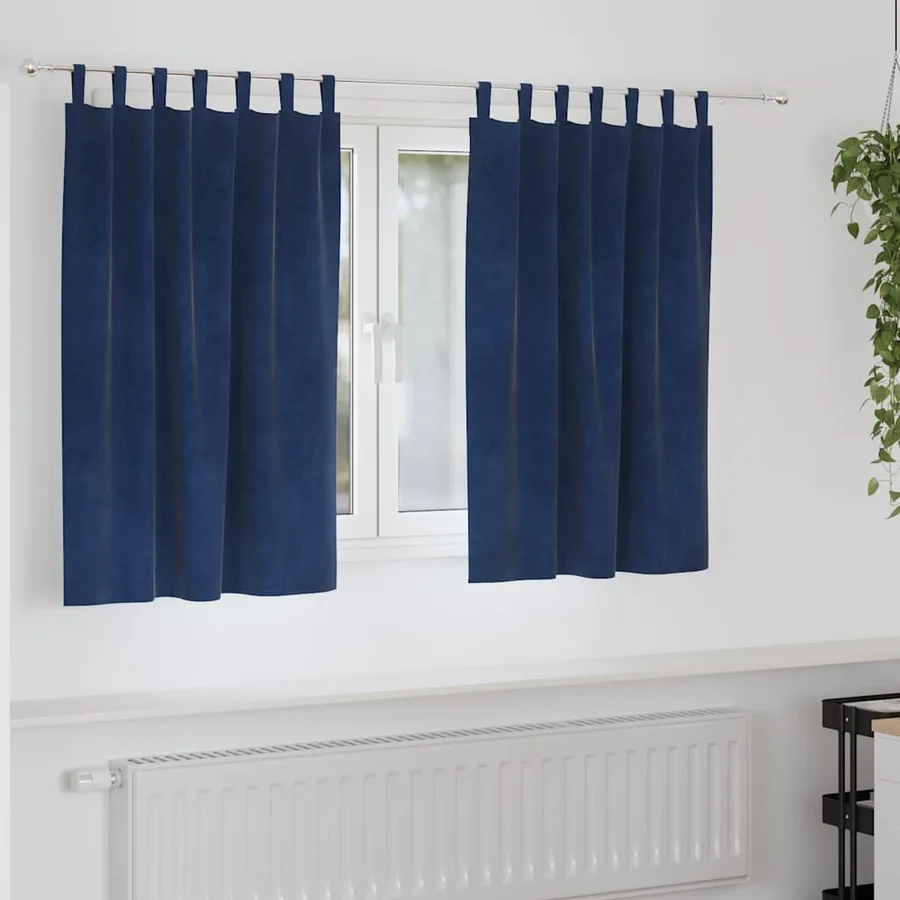 Rideaux occultants 2 pcs Bleu foncé 140 x 140 cm Velours