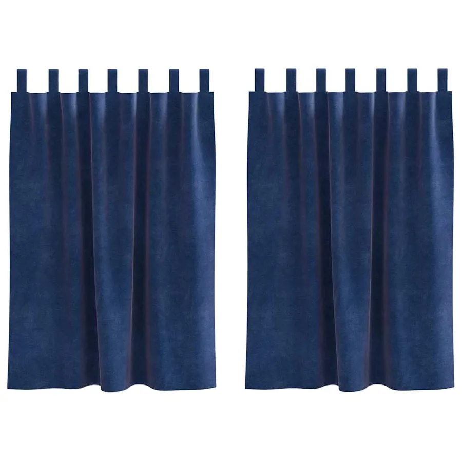 Rideaux occultants 2 pcs Bleu foncé 140 x 140 cm Velours - 2