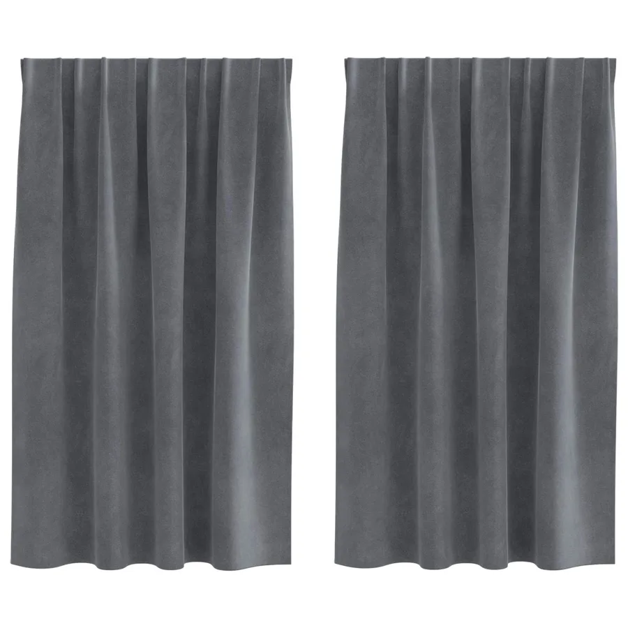 Rideaux occultants 2 pcs Gris clair 140 x 140 cm Velours - 2