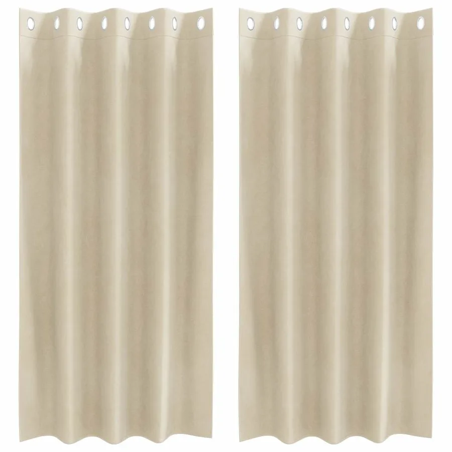 Rideaux occultants 2 pcs Crème 140 x 175 cm Velours - 2