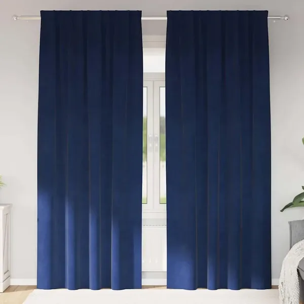 Rideaux occultants 2 pcs Bleu foncé 140 x 245 cm Velours