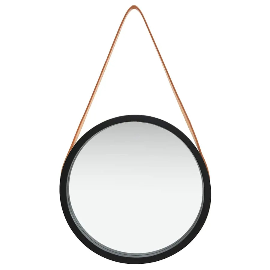 Miroir mural avec sangle 40 cm Noir - 2