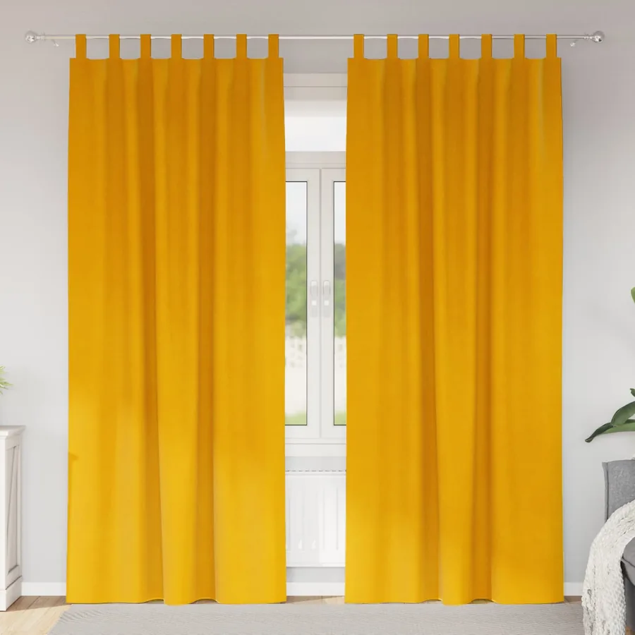 Rideaux occultants 2 pcs Jaune moutarde 140 x 245 cm Velours