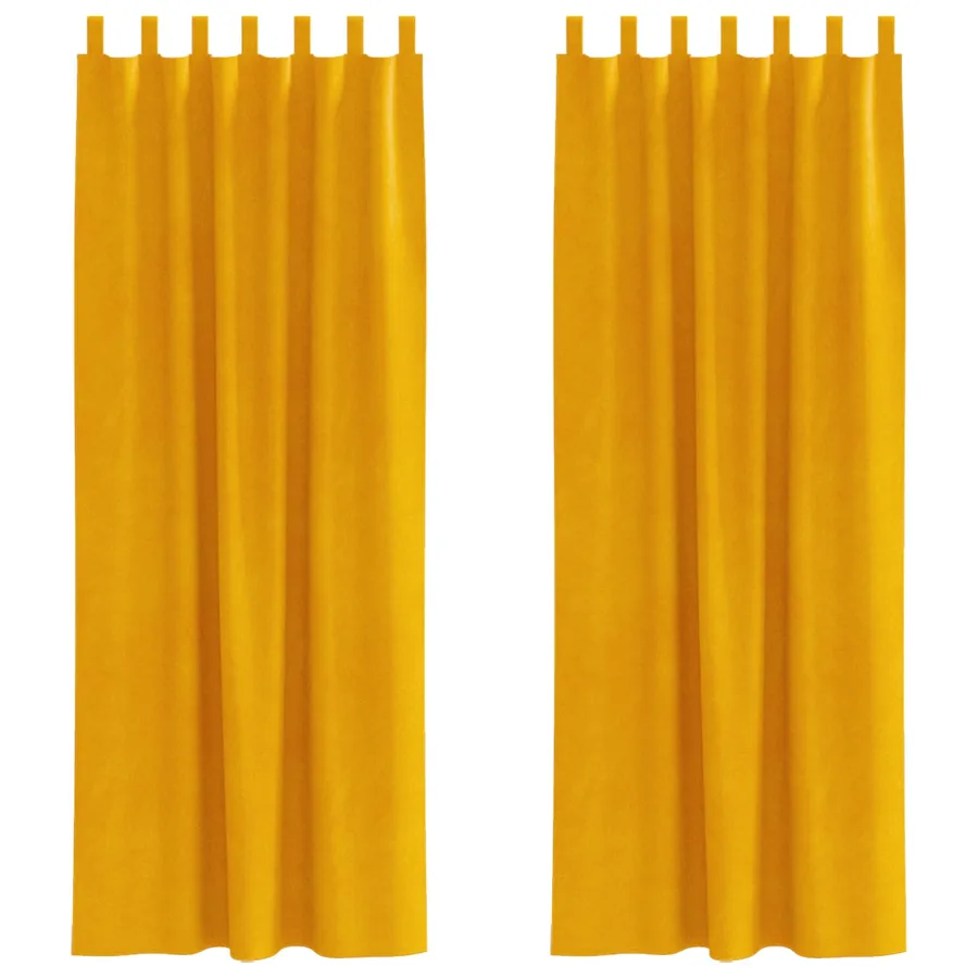 Rideaux occultants 2 pcs Jaune moutarde 140 x 245 cm Velours - 2