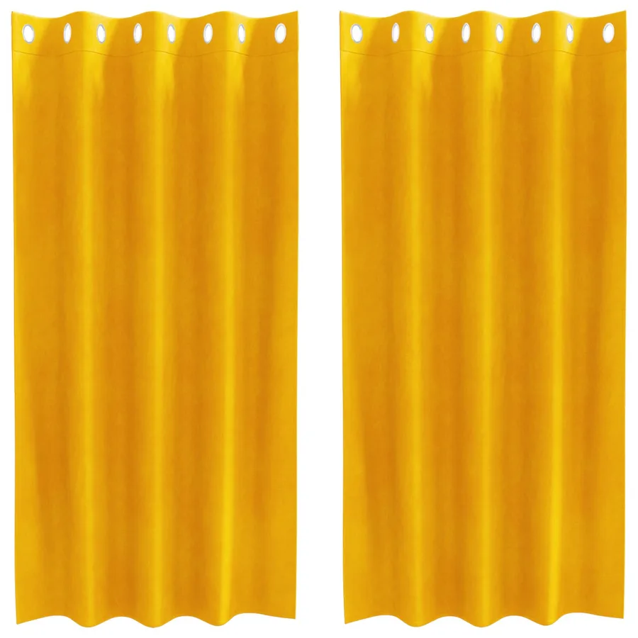 Rideaux occultants 2 pcs Jaune moutarde 140 x 175 cm Velours - 2