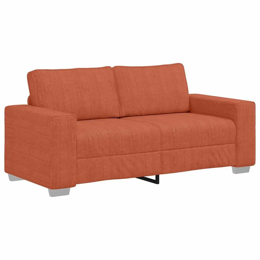 Canapé deux places rouge orangé 180x77x82 cm en tissu velours côtelé - 2