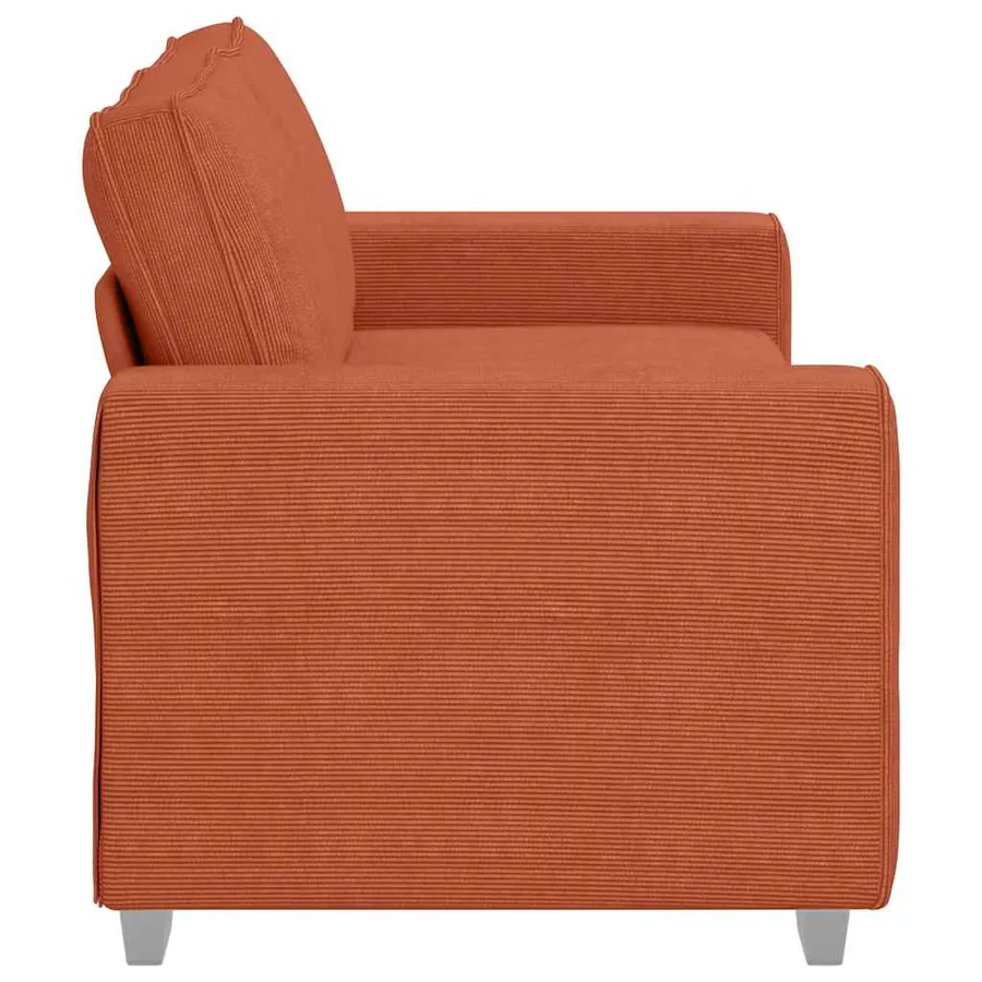 Canapé deux places rouge orangé 180x77x82 cm en tissu velours côtelé - 5