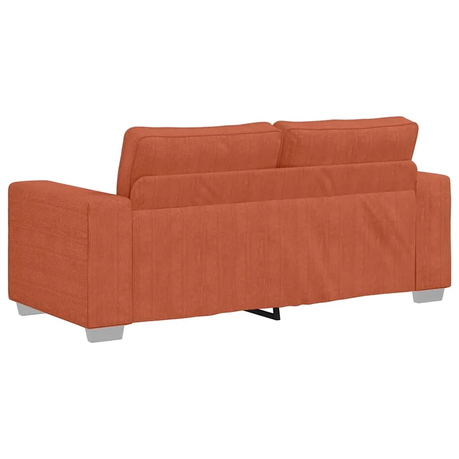 Canapé deux places rouge orangé 180x77x82 cm en tissu velours côtelé - 6