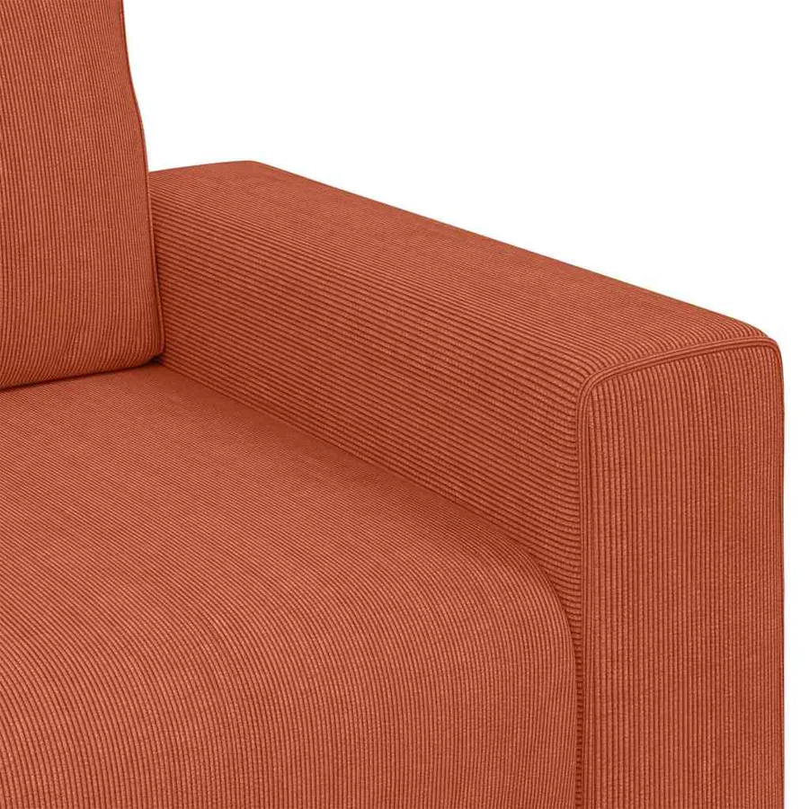 Canapé deux places rouge orangé 180x77x82 cm en tissu velours côtelé - 7