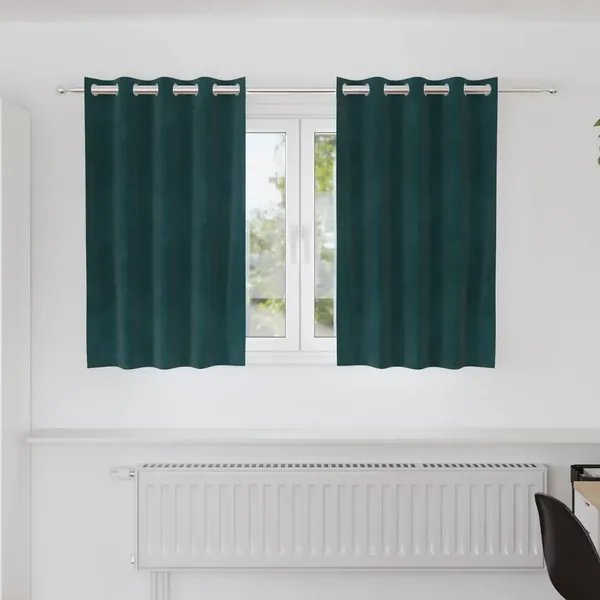 Rideaux occultants 2 pcs Vert foncé 140 x 140 cm Velours