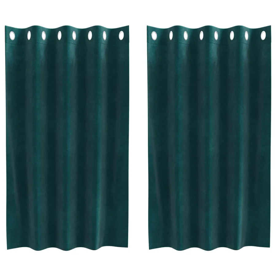 Rideaux occultants 2 pcs Vert foncé 140 x 140 cm Velours - 2
