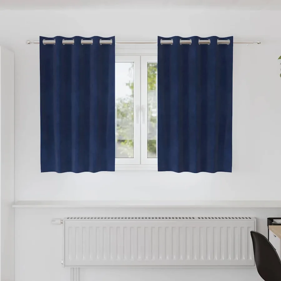 Rideaux occultants 2 pcs Bleu foncé 140 x 140 cm Velours