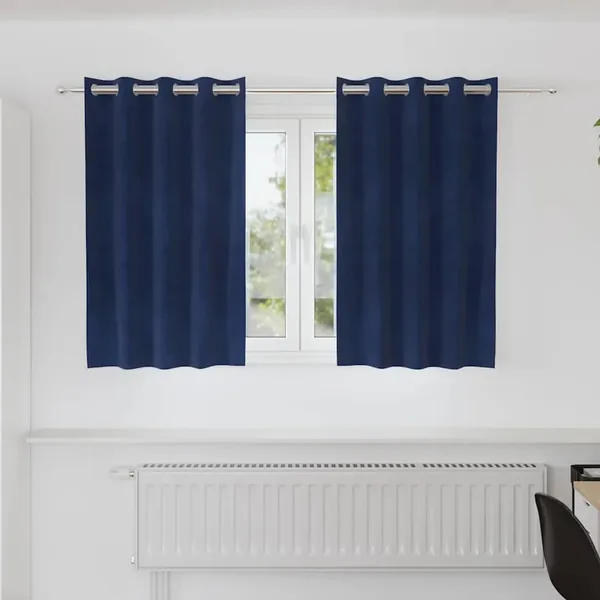 Rideaux occultants 2 pcs Bleu foncé 140 x 140 cm Velours