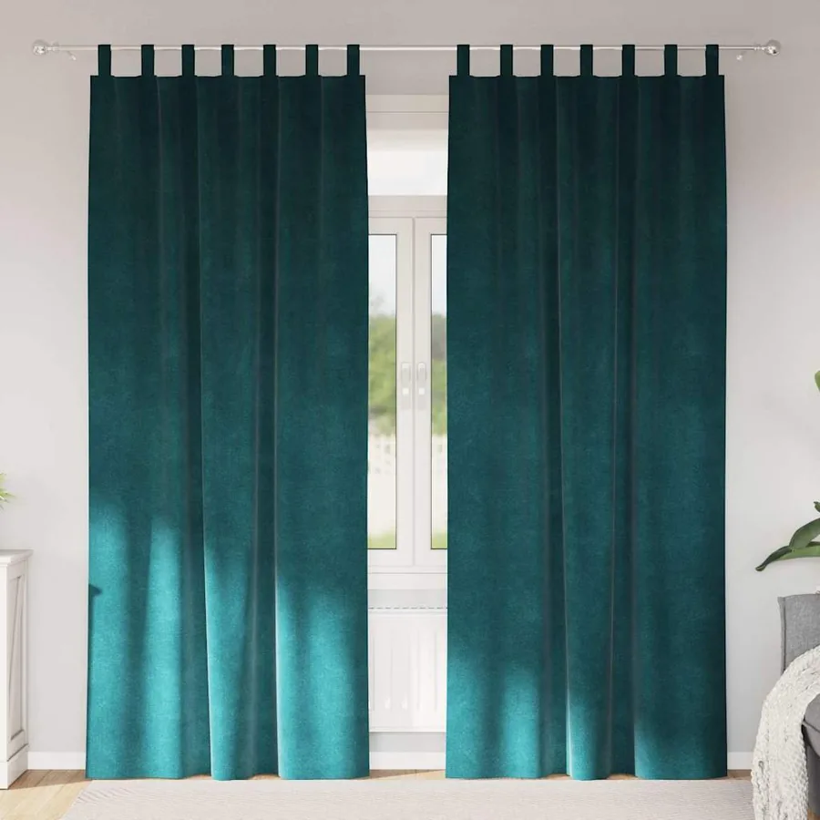 Rideaux occultants 2 pcs Vert foncé 140 x 225 cm Velours