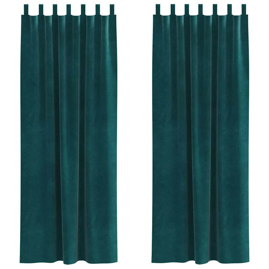 Rideaux occultants 2 pcs Vert foncé 140 x 225 cm Velours - 2