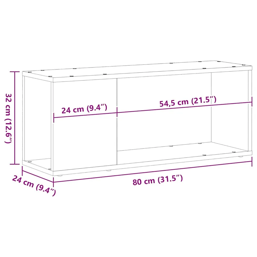 Ensemble meuble TV Chêne noir 80 x 24 x 32 cm Bois d'ingénierie - 8