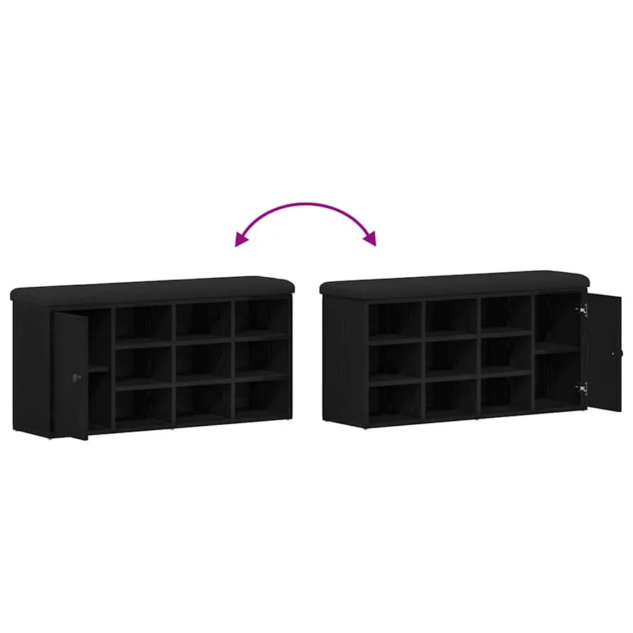 Banc de rangement Chêne noir 102 x 32 x 50 cm Bois d'ingénierie - 11